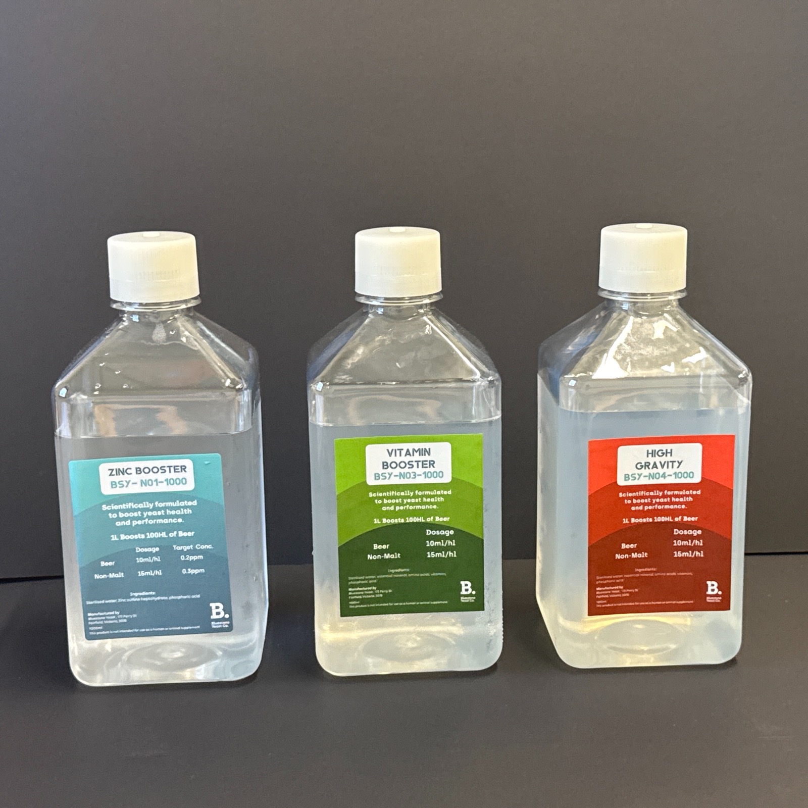 New labels for the Bluestone Yeast nutrient booster range: Zinc, Vitamin, and High Gravity