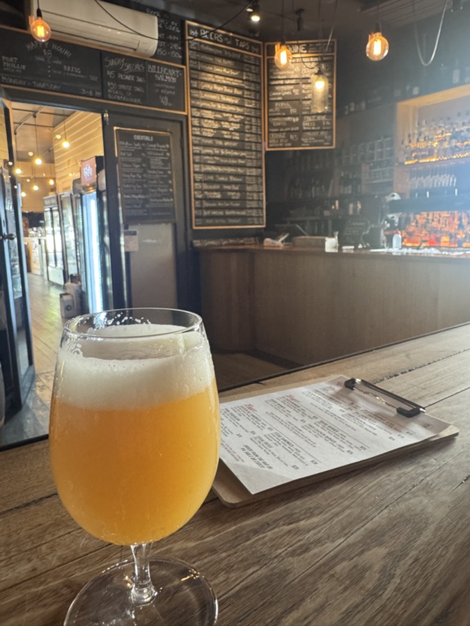 A cheeky beer at Carwyn Cellars