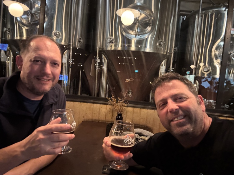 Trying the Belgian Tripel at Stomping Ground with my mate Tim