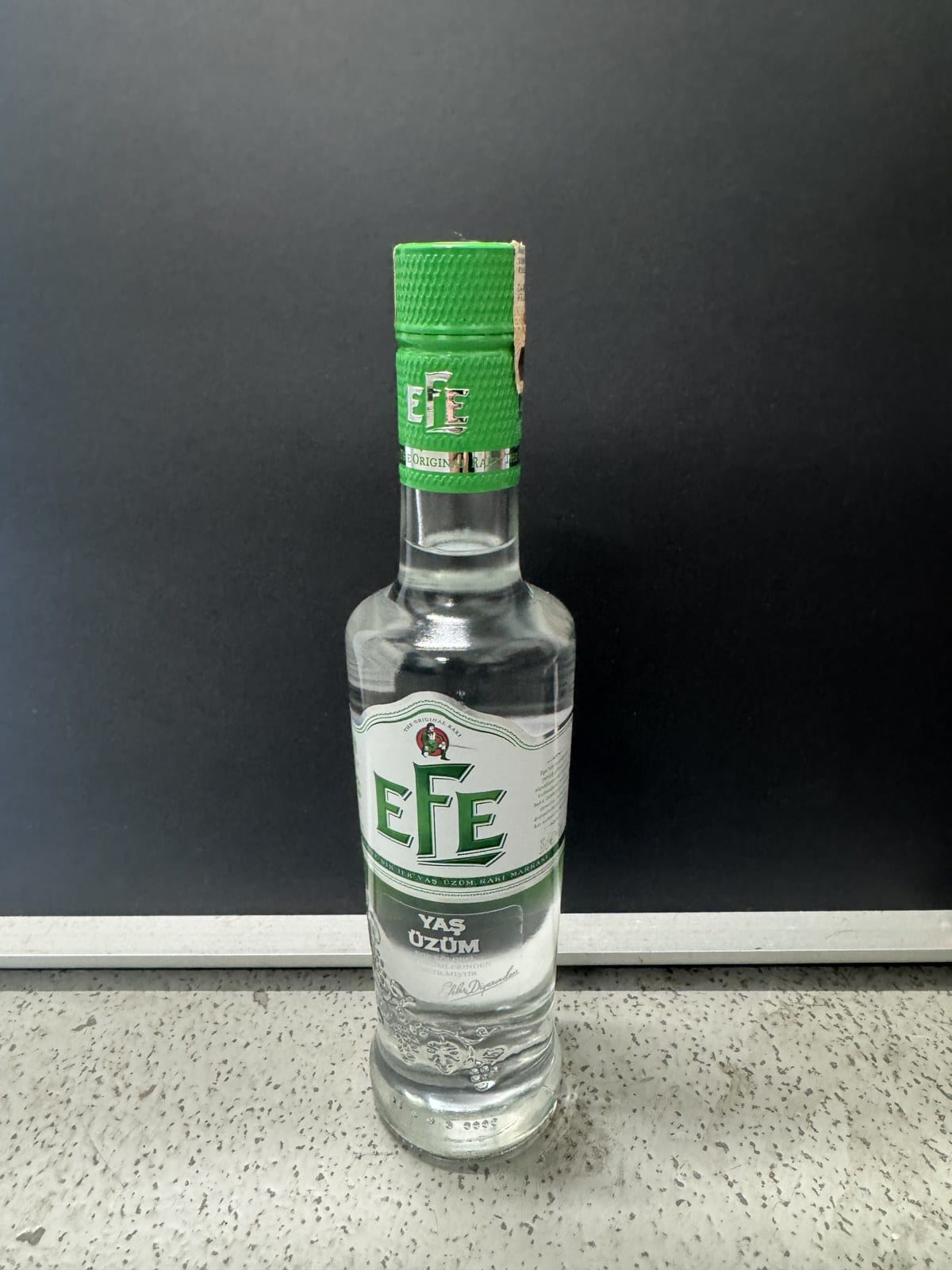 A bottle of Efe raki that Yusuf brought back from Turkey